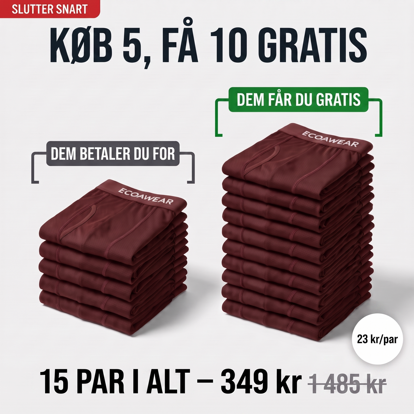 ECOAWEAR® Boxers 5-pak | Få 10 ekstra GRATIS